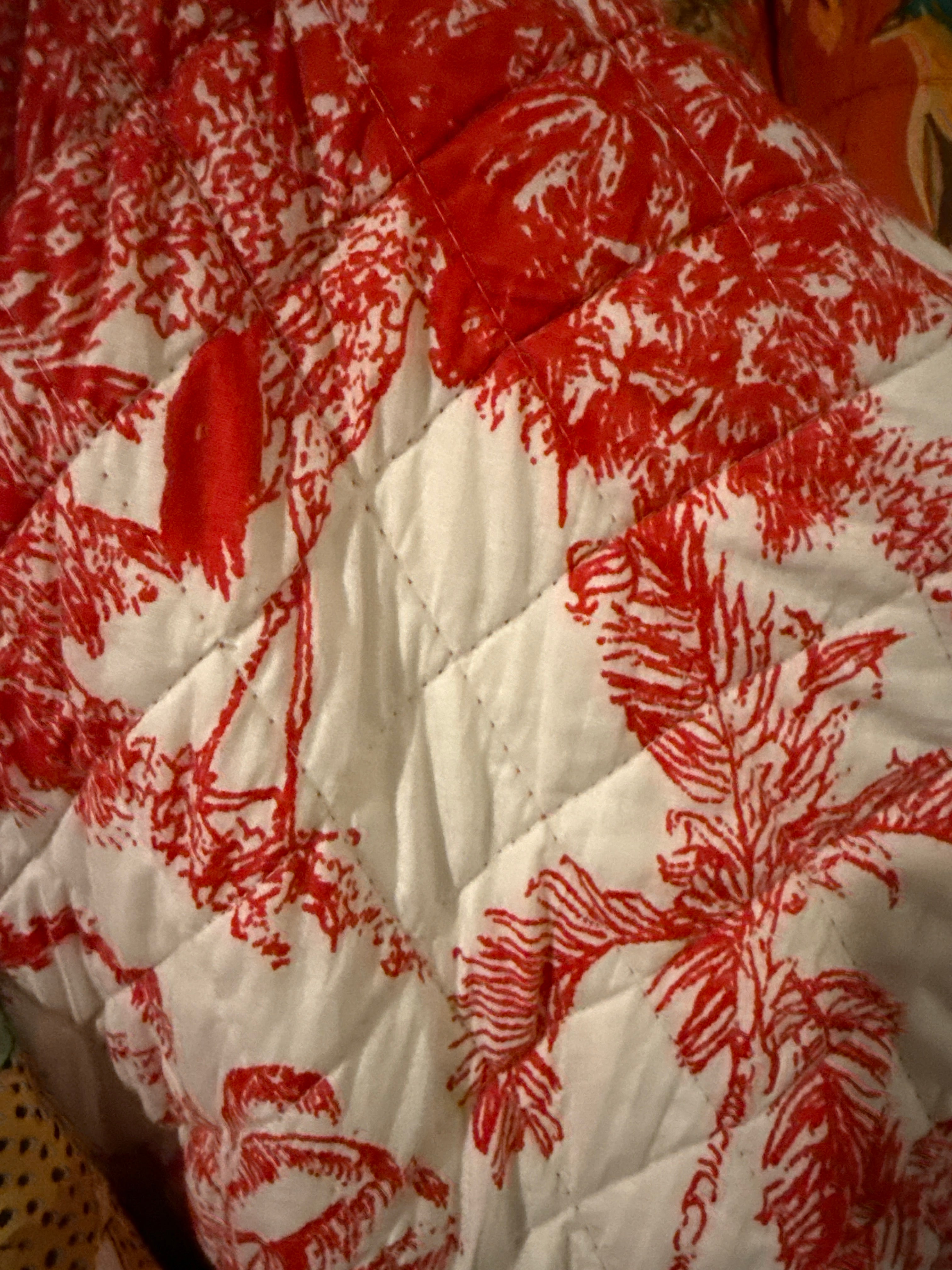 Toile & Stripe Quilted Puffer