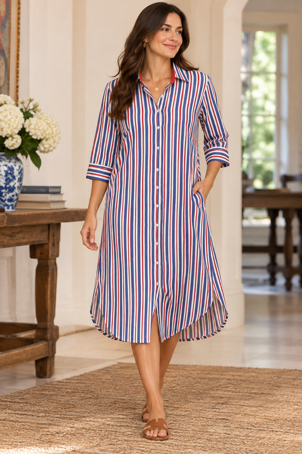 Red & Blue Stripe Long Shirt