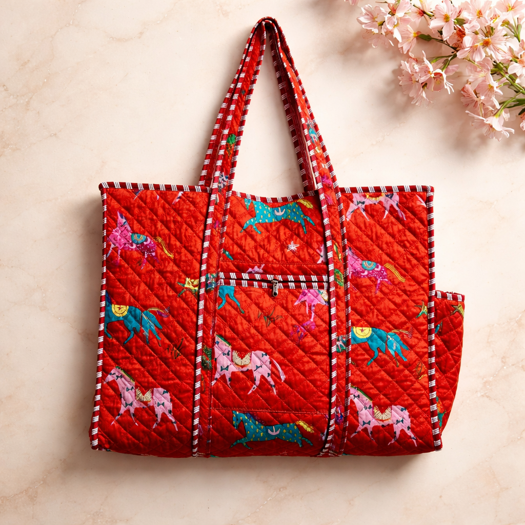 Artisan Quilted Bag - Orange (Zipper)