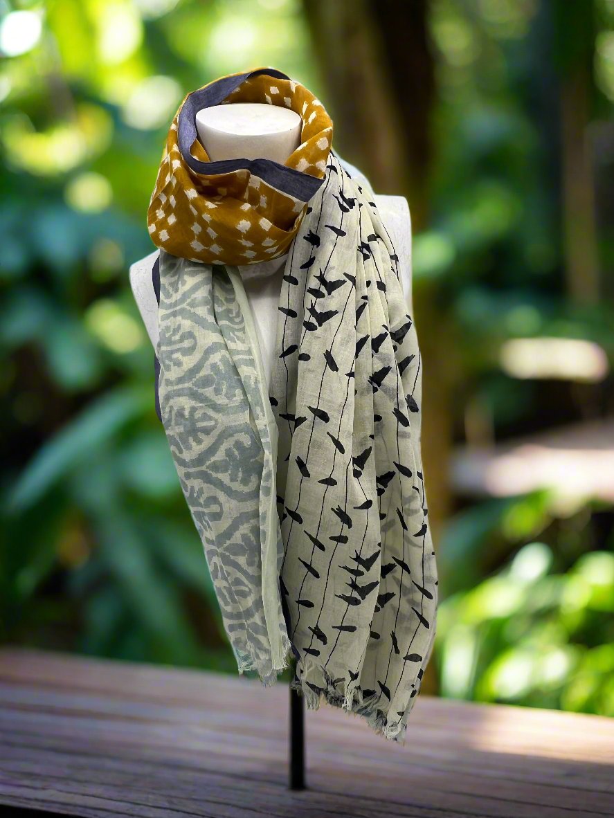Two Birds Cotton Scarf