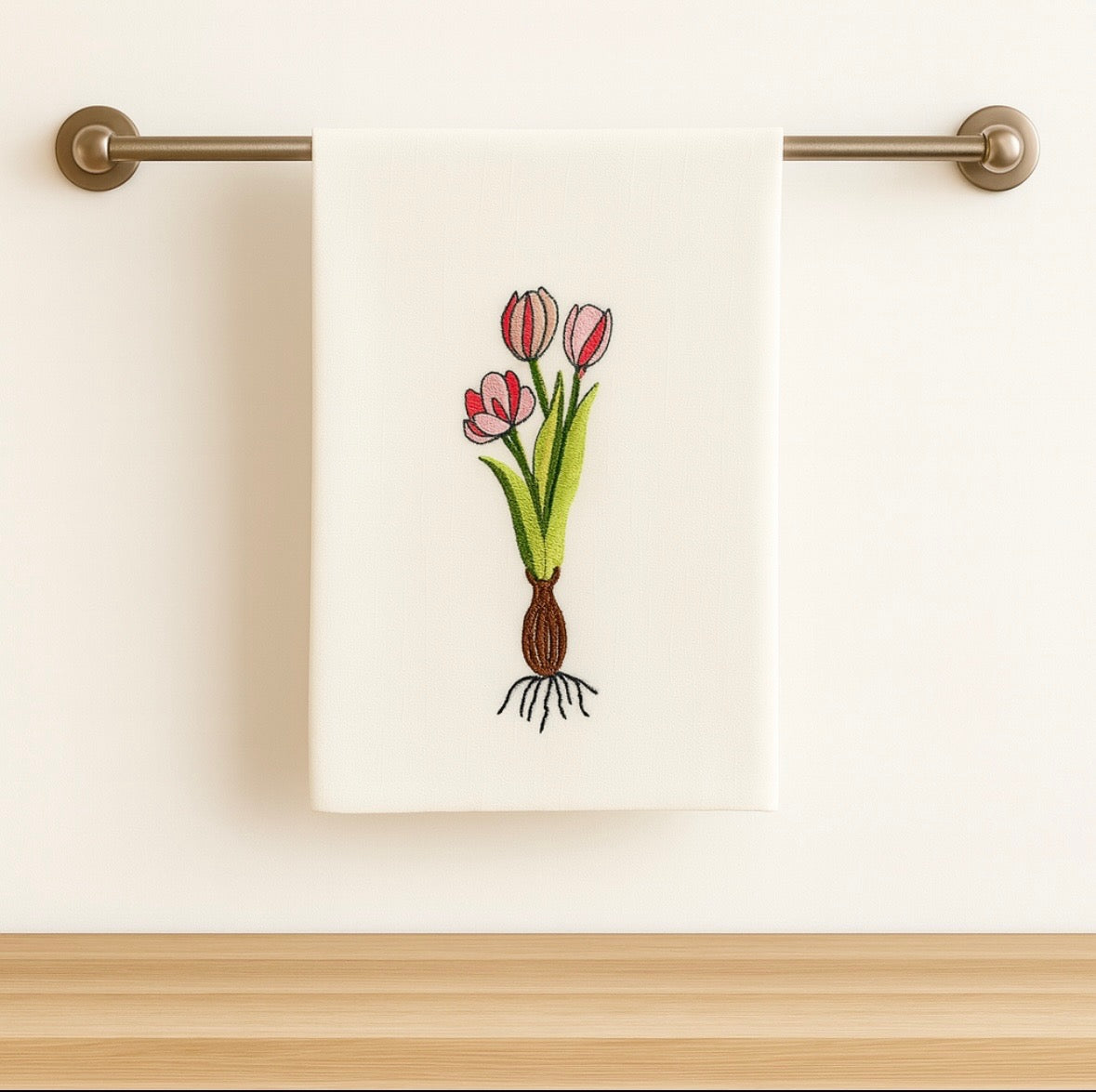 Floral Embroidery Napkin Tulips