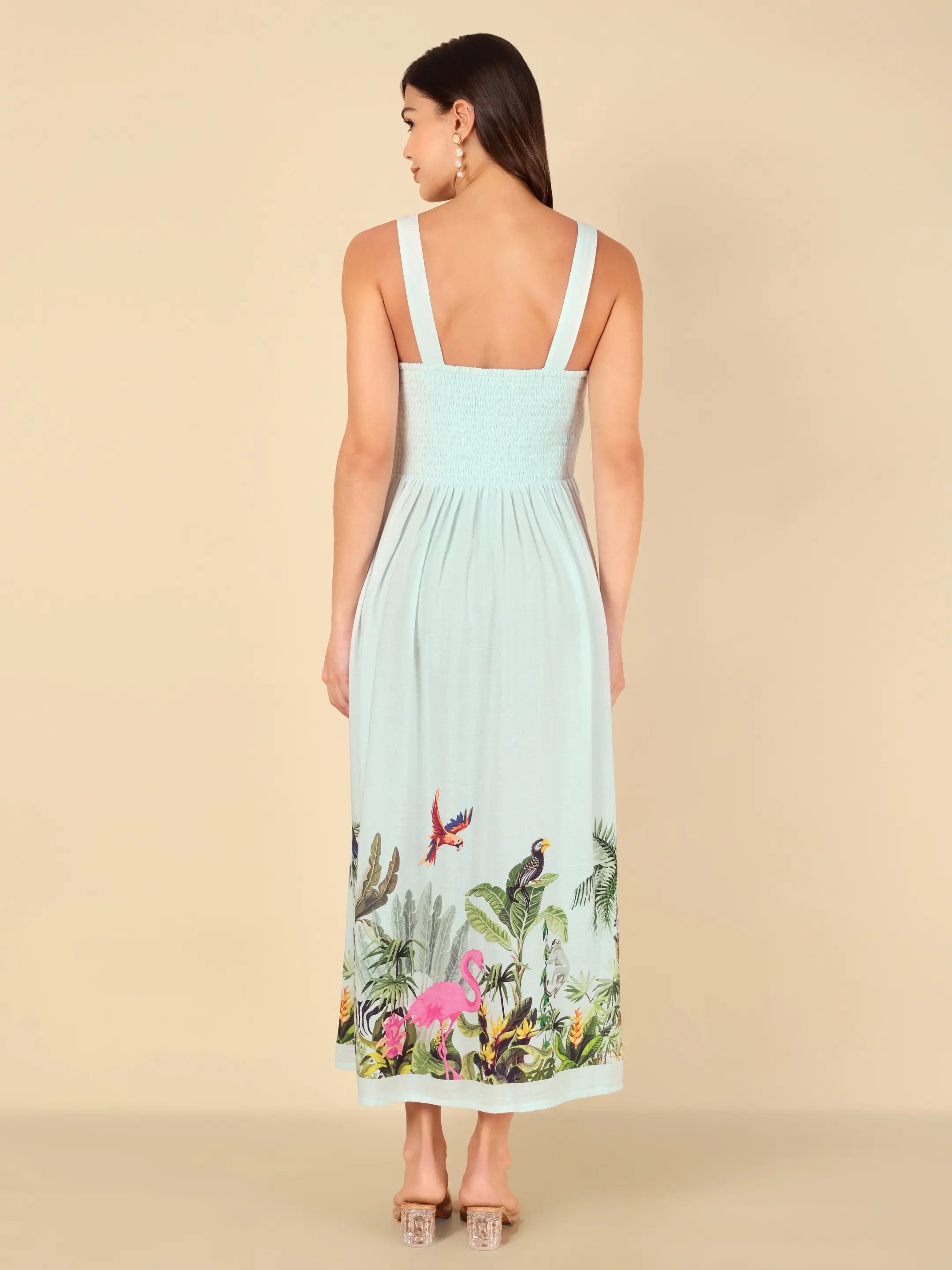 Mint Flamingo Midi Dress
