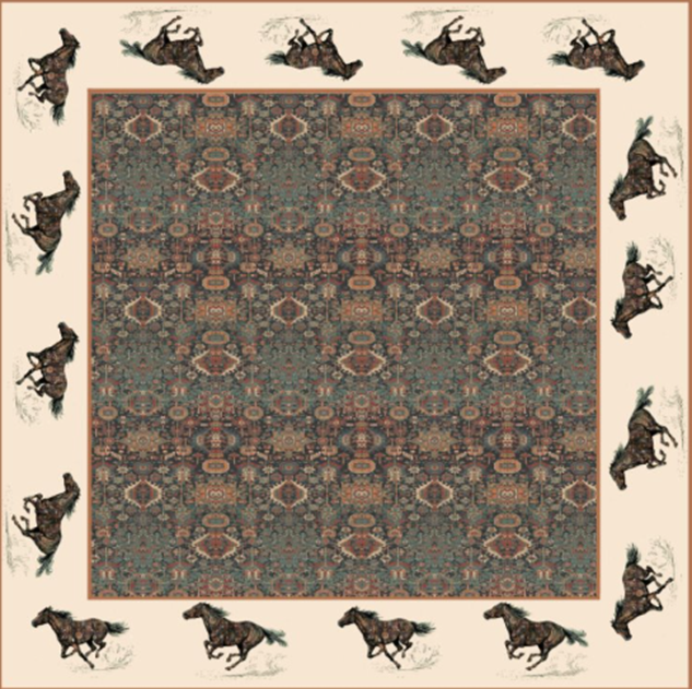 HORSE CARPET TILE TABLECLOTH