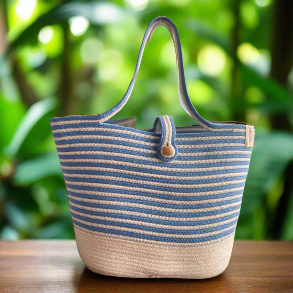Cotton Rope Blue White Stripes