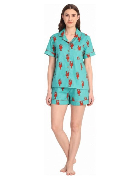 Lobster Turquoise Short PJ Set