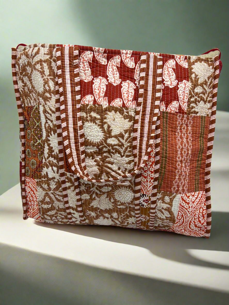 Big Brown Quilted Bag with Zipper