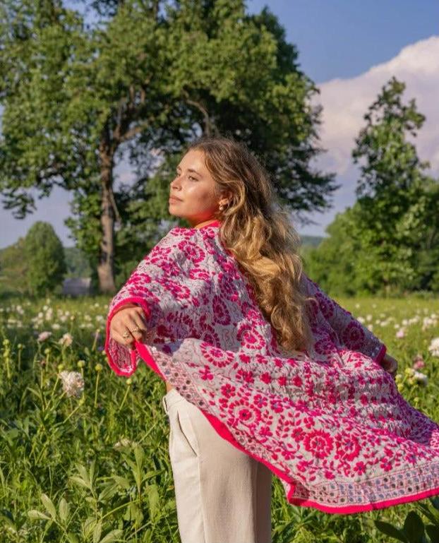 Maya Embroidered Pink Kimono